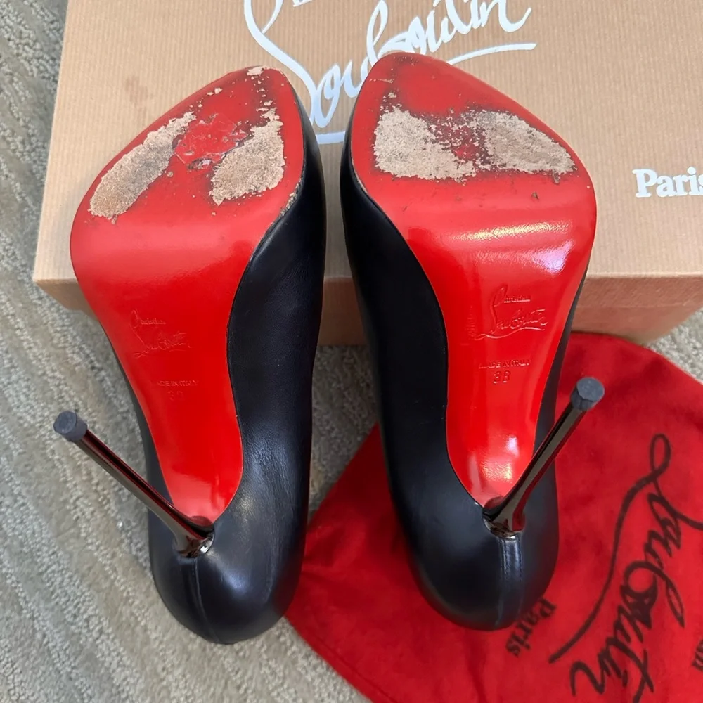 Christian Louboutin Shiny Nappa Big Lips 120 Pumps 38 Black - Picture 4 of 15